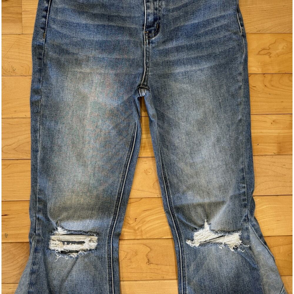 Bridge By Gly Women's Ultra High Rise Super Flare Jeans Distressed Size 28 - Picture 3 of 6